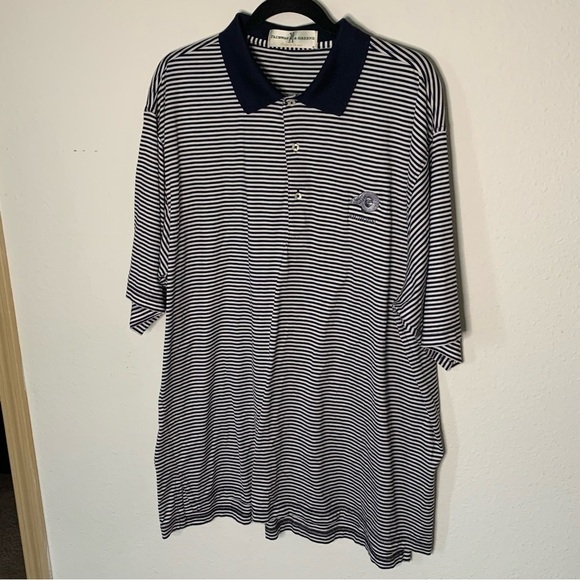 Men's Fairway & Greene Navy White Striped Bighorn Golf Polo Size Extra Large - Picture 1 of 7